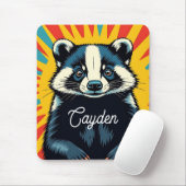 Schattigee Pop Art Badger gepersonaliseerd Muismat (Met muis)