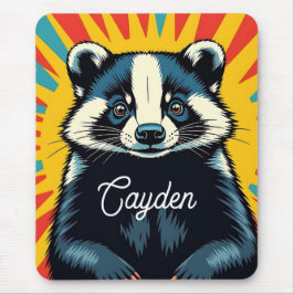 Schattigee Pop Art Badger gepersonaliseerd Muismat
