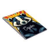 Schattigee Pop Art Badger gepersonaliseerd Notitieboek (Rechterzijde)