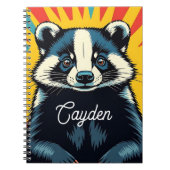 Schattigee Pop Art Badger gepersonaliseerd Notitieboek (Voorkant)