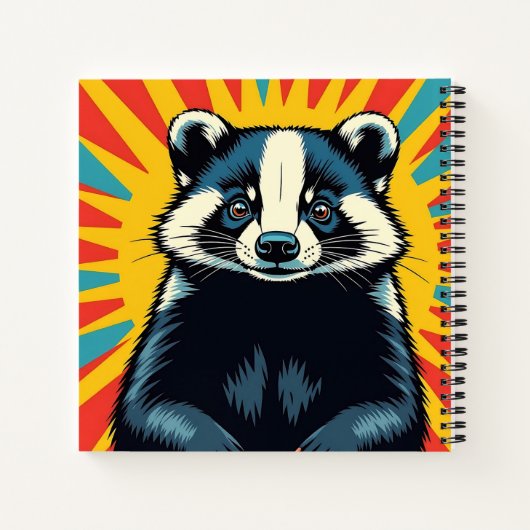 Schattigee Pop Art Badger gepersonaliseerd Notitieboek (Achterkant)