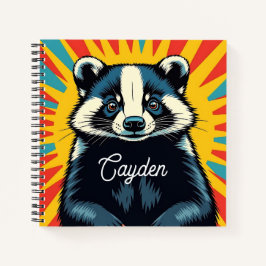 Schattigee Pop Art Badger gepersonaliseerd Notitieboek