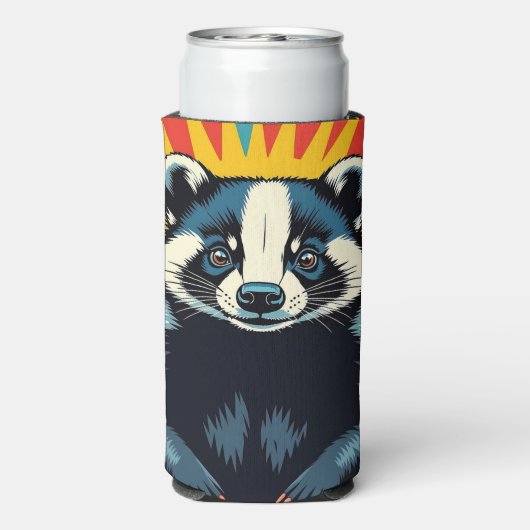Schattigee Pop Art Badger gepersonaliseerd Seltzer Blikjeskoeler (Seltzer Achterkant)
