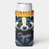 Schattigee Pop Art Badger gepersonaliseerd Seltzer Blikjeskoeler (Seltzer Voorkant)