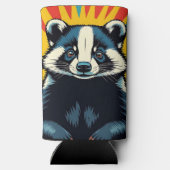 Schattigee Pop Art Badger gepersonaliseerd Seltzer Blikjeskoeler (Achterkant)