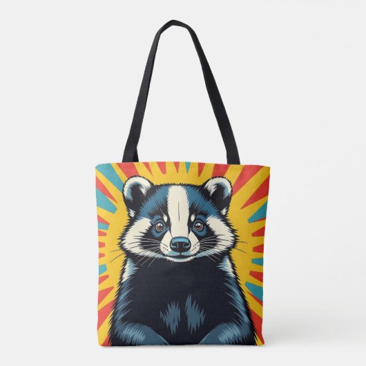 Schattigee Pop Art Badger gepersonaliseerd Tote Bag (Achterkant)