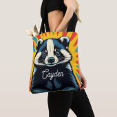 Schattigee Pop Art Badger gepersonaliseerd Tote Bag (Dichtbij)