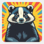 Schattigee Pop Art Badger Vierkante Sticker (Voorkant)