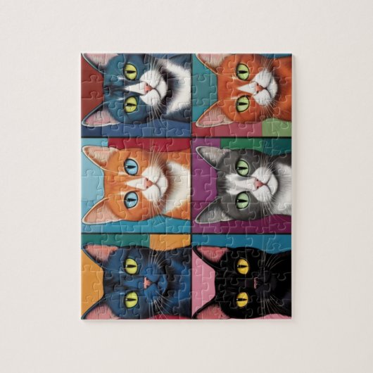 Schattigee Pop Art Cats Legpuzzel (Verticaal)