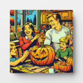 Schattigee Pop Art Family Carving Halloween Pompoe Fotoplaat (Voorkant)
