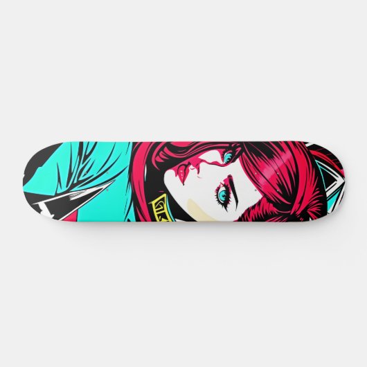 Schattigee Pop Art Girl Skateboard (Horizontaal)