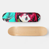 Schattigee Pop Art Girl Skateboard (Horizontaal)