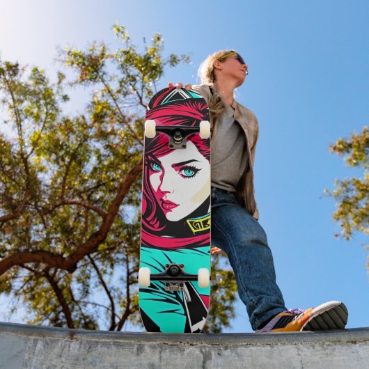 Schattigee Pop Art Girl Skateboard (Buiten 1)