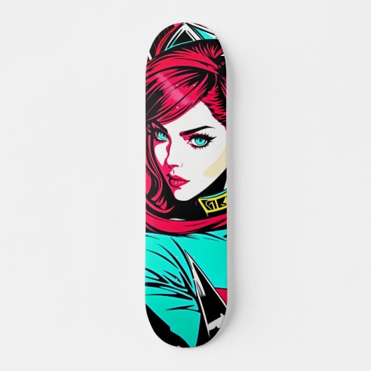 Schattigee Pop Art Girl Skateboard (Voorkant)