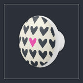 Schattigee Pop Art Hearts in Mod Dark Grey en Hot Keramische Knop