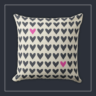 Schattigee Pop Art Hearts in Mod Dark Grey en Hot Kussen