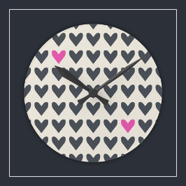 Schattigee Pop Art Hearts in Mod Dark Grey en Hot Ronde Klok