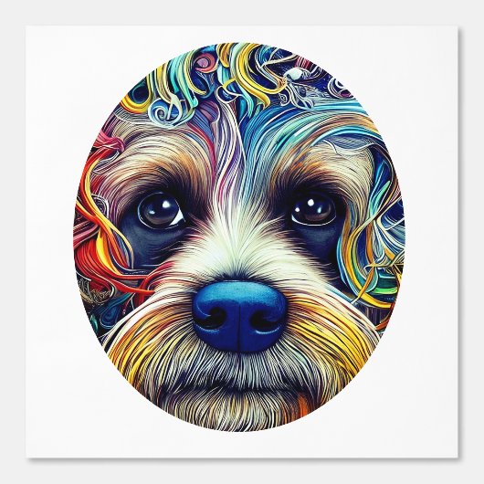 Schattigee Pop Art Terrier Ingelijst in Wit Behang (Voorkant)