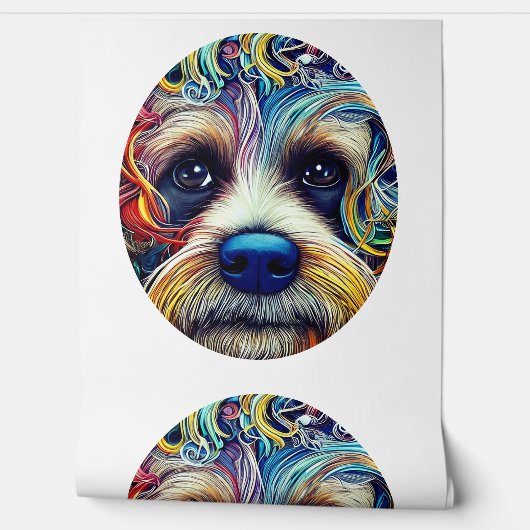 Schattigee Pop Art Terrier Ingelijst in Wit Behang (Afrollen)
