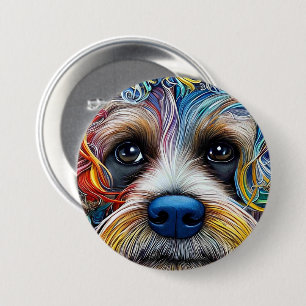 Schattigee Pop Art Terrier Ronde Button 7,6 Cm