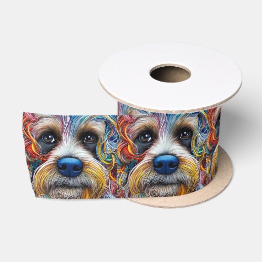 Schattigee Pop Art Terrier Satijnen Lint (Spoel)