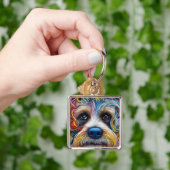 Schattigee Pop Art Terrier Sleutelhanger (Hand)