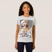 Schattigee pop met een aap en een banaan t-shirt (Voorkant volledig)