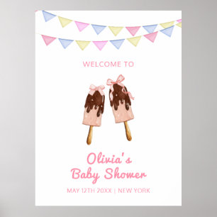 Schattigee Popcicle Bow Ice Cream Baby shower Welk Poster