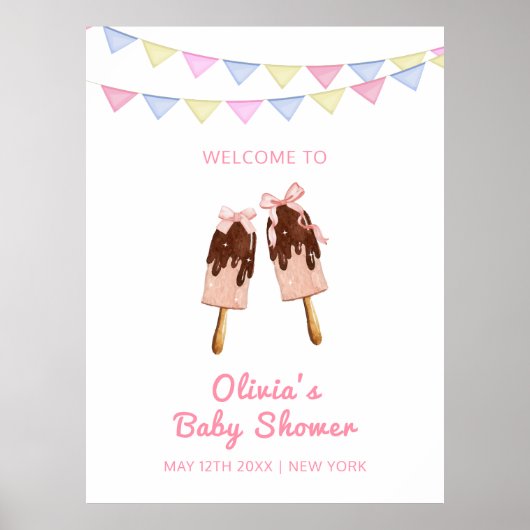 Schattigee Popcicle Bow Ice Cream Baby shower Welk Poster (Voorkant)