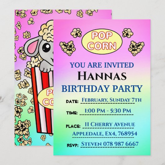 Schattigee Popcorn Sheep verjaardagsfeestje voor k Kaart (Voorkant / Achterkant)