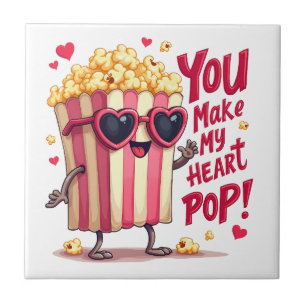 Schattigee Popcorn Valentijn Je maakt mijn hart Po Tegeltje