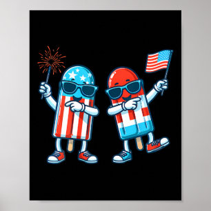Schattigee Popsicle Amerikaanse vlag 4 juli Patrio Poster