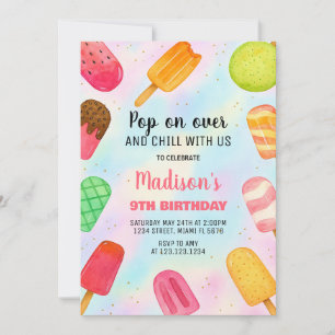 Schattigee Popsicle Party verjaardagsuitnodiging Kaart