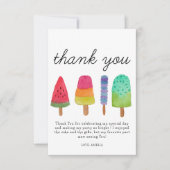 Schattigee Popsicle verjaardagsfeest bedankkaart (Voorkant)