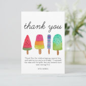 Schattigee Popsicle verjaardagsfeest bedankkaart (Staand voorkant)