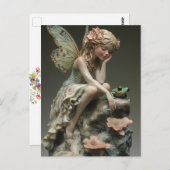 Schattigee porseleinen fee met groene kikker briefkaart (Voorkant / Achterkant)