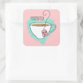 Schattigee Positivitea Mindset Inspiratie Vierkante Sticker (Tas)