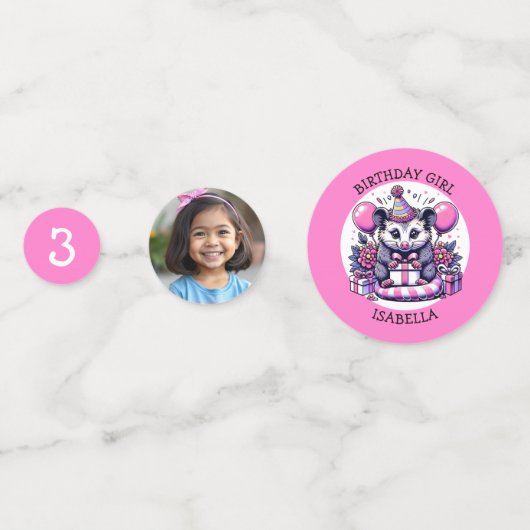Schattigee Possum Gepersonaliseerd Meisje Verjaard Confetti (Voorkanten)