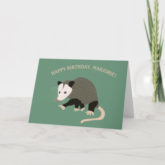 Schattigee Possum Illustratie Gepersonaliseerde Ve Kaart (Voorkant)