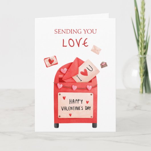 Schattigee Post Box Happy Valentijnsdag Groet Kaart (Voorkant)