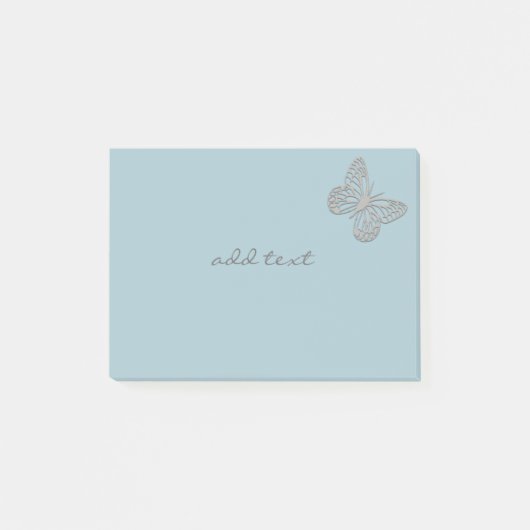 Schattigee post het met Schattigee zilveren vlinde Post-it® Notes (Voorkant)