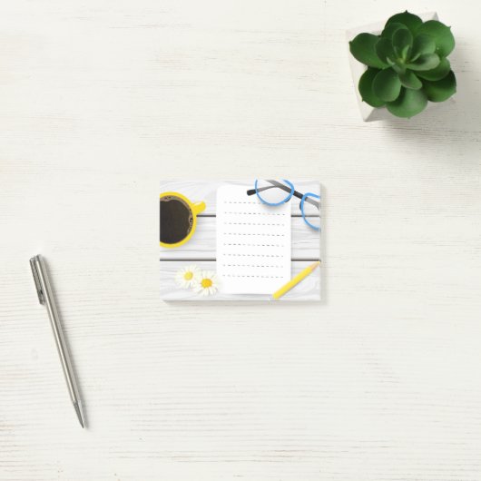 Schattigee Post-it® notes met Koffie en Bloemen (Kantoor)