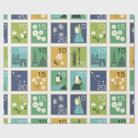 Schattigee postzegels inpakpapier (Vlak)