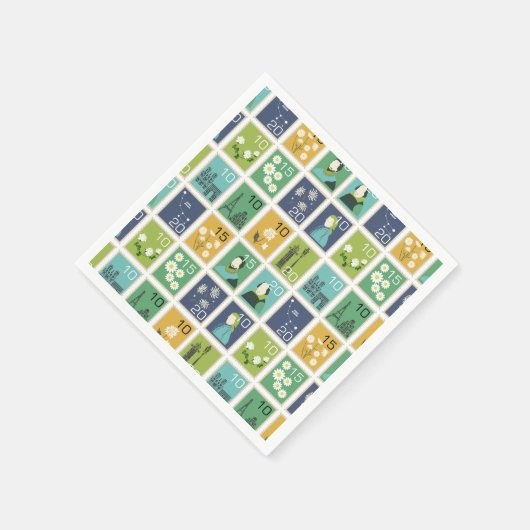 Schattigee postzegels papieren servetten (Hoek)