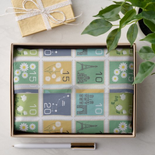 Schattigee postzegels tissuepapier (Geschenk)
