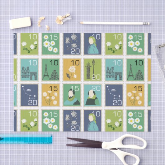 Schattigee postzegels tissuepapier (Craft)