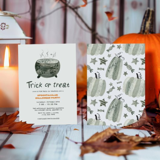 Schattigee Pot Trick or treat Halloween Party Kaart