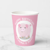 Schattigee Potbelly Pig cartoon Gepersonaliseerde Papieren Bekers (Voorkant)