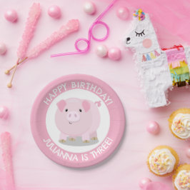 Schattigee Potbelly Pig cartoon Gepersonaliseerde  Papieren Bordje