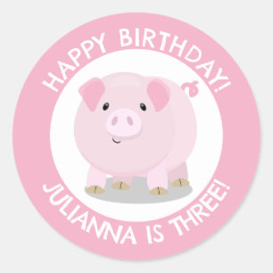 Schattigee Potbelly Pig cartoon Gepersonaliseerde  Ronde Sticker
